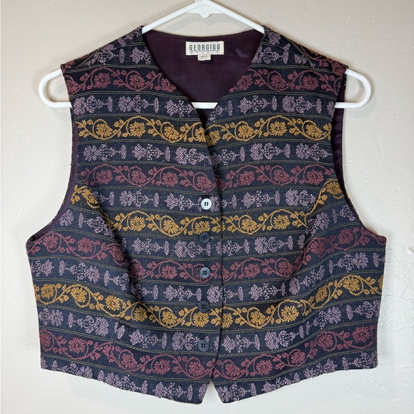 Jackets & Blazers - Vintage Georgiou Studio Embellished Boho Indie
Style Vest